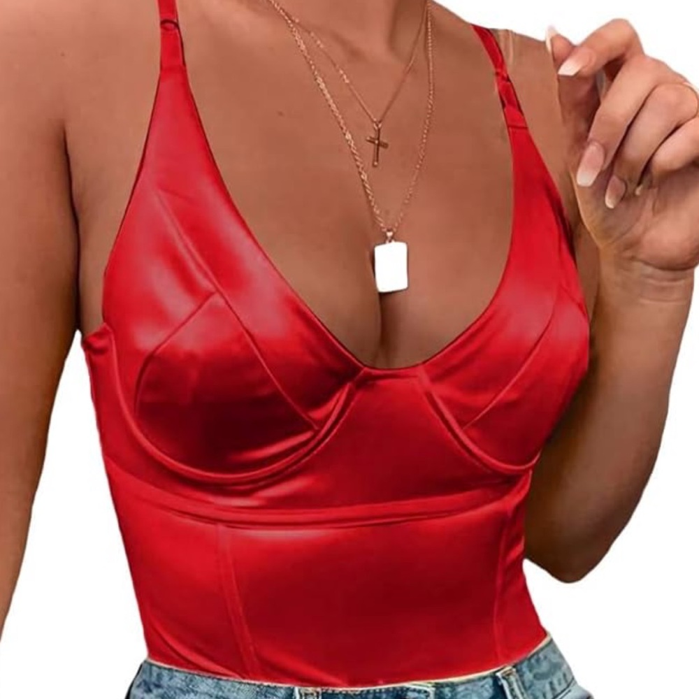 Red Silk Body suit with Underwire Size: M